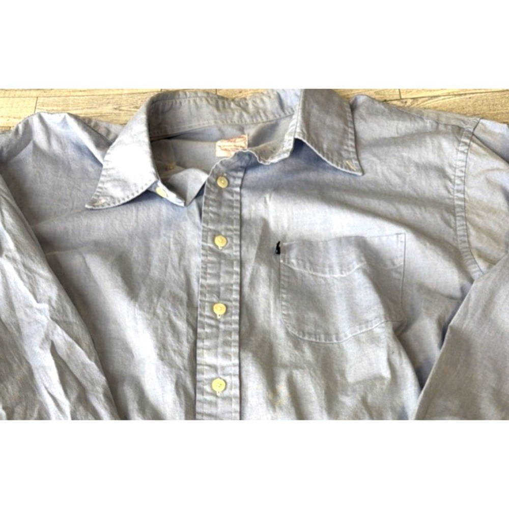 Brooks Brothers Shirt Mens Solid Blue 346 Polo Button Down Long Sleeve LARGE‎